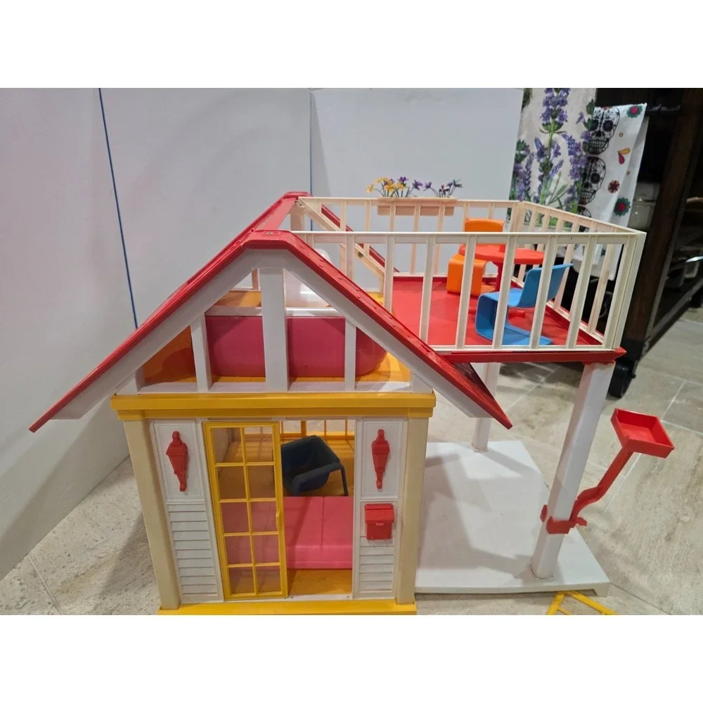 Vintage Mattel Barbie Dream House 1978-1982 A-Frame Dollhouse w/ Accessories